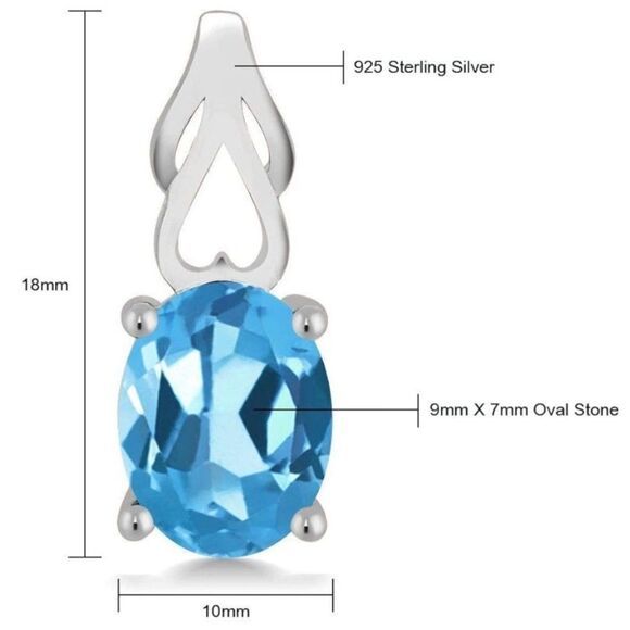925 Sterling Silver with 3.60 Cttw Swiss Blue Topaz Oval Post Back Drop Earrings - Picture 4 of 4